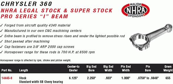 manley small block mopar pro series connecting rods